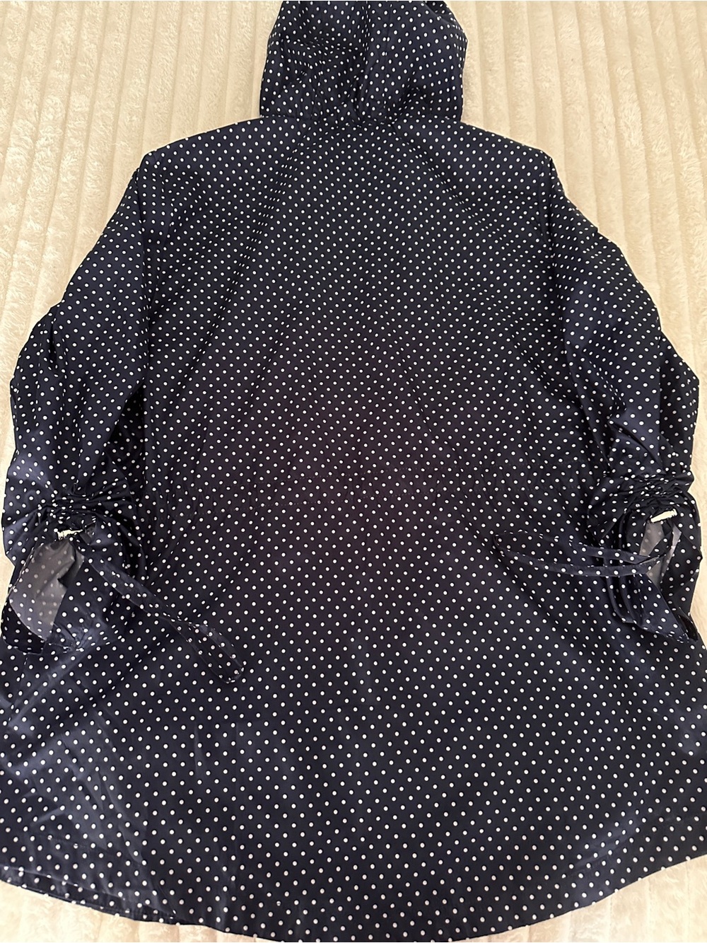 Jones New York Navy with White Polka Dot Hooded Raincoat - Picture 7 of 10